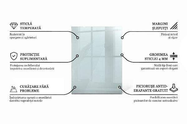 Przezroczysty prostokątny blat na stół