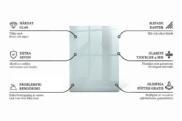 Przezroczysty prostokątny blat na stół