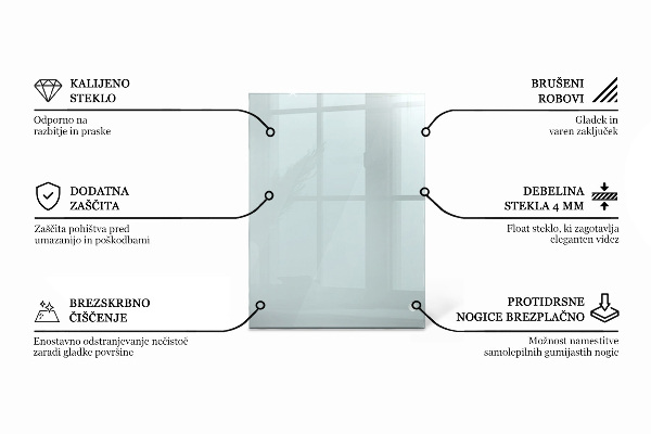 Przezroczysty prostokątny blat na stół