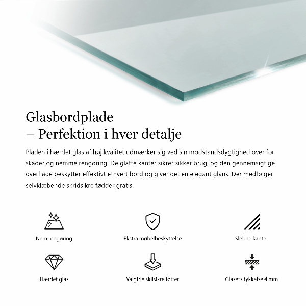 Przezroczysty prostokątny blat na stół