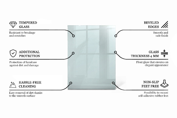 Przezroczysty prostokątny blat na stół