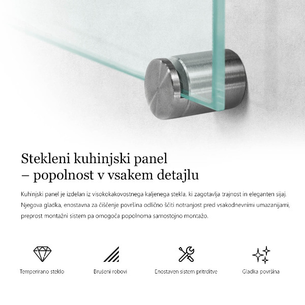 Transparentny panel do kuchni 100x30 cm