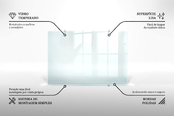 Transparentne szkło między szafkami w kuchni 140x70 cm