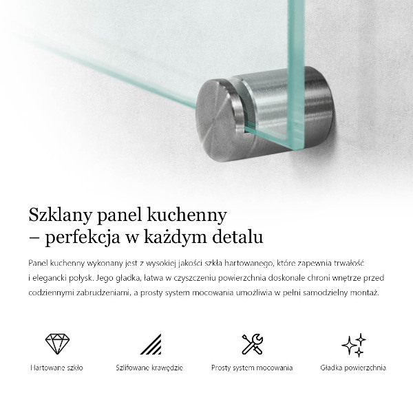 Transparentny panel szklany do kuchni 60x60 cm
