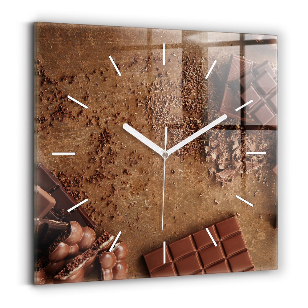 Zegar szklany 30x30 Kostki czekolady 