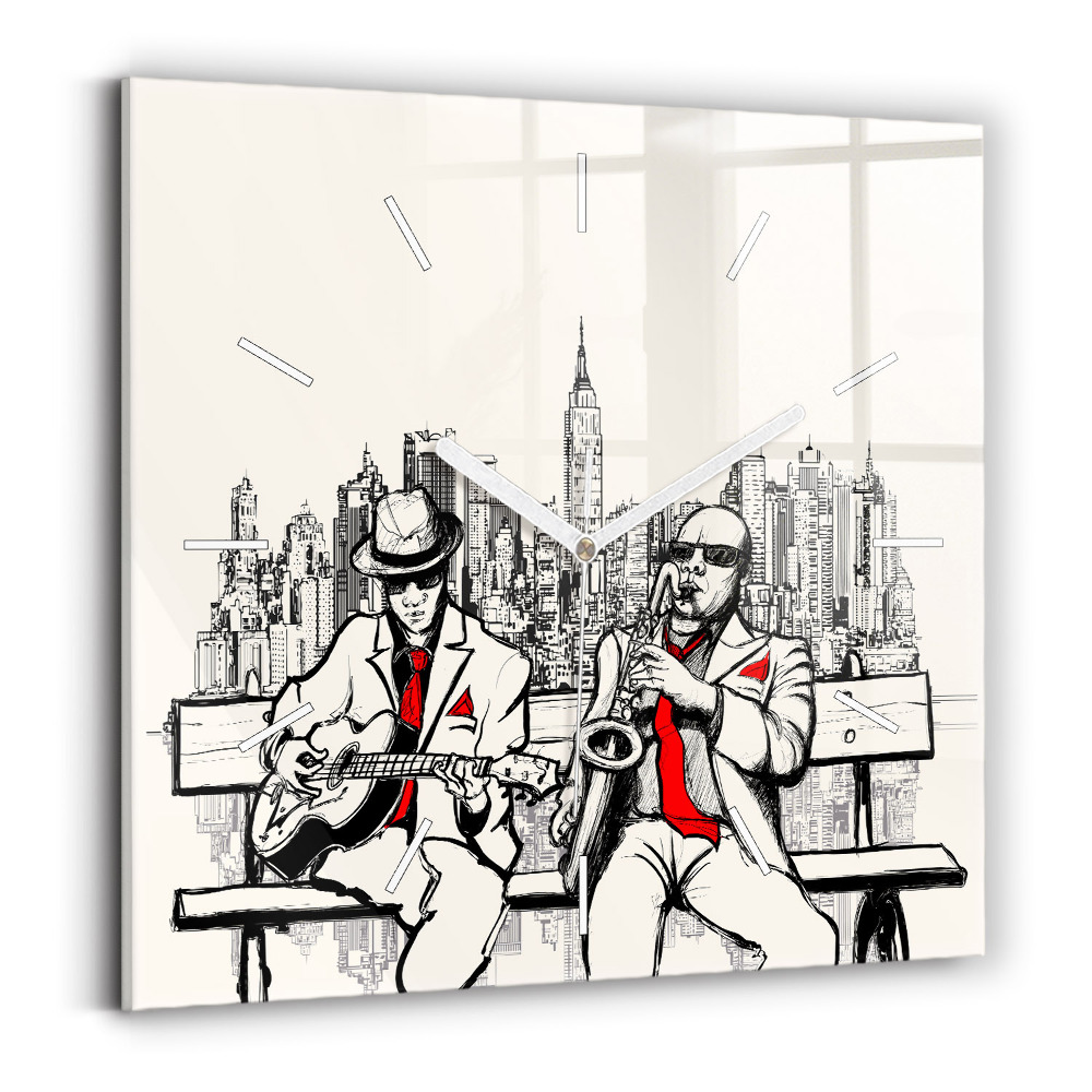 Zegar szklany 30x30 Jazzowy klimat Nowego Jorku 