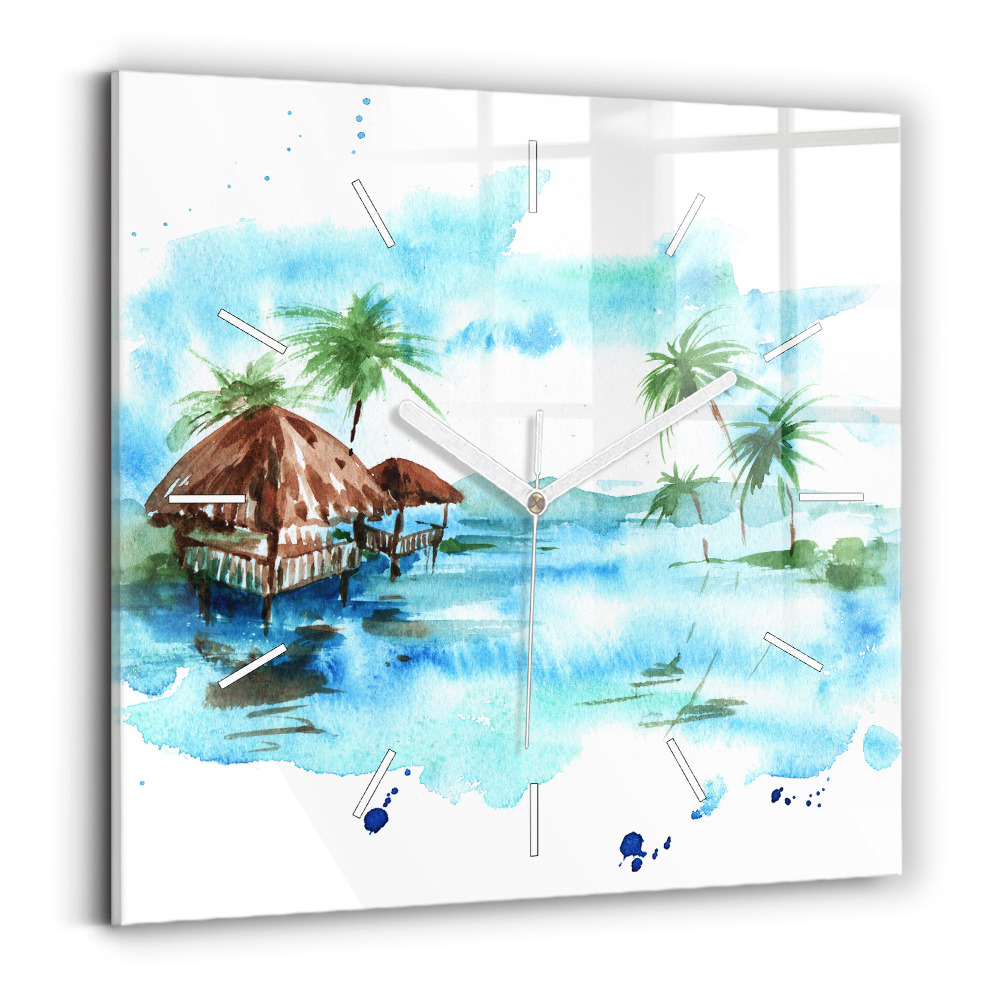 Zegar szklany 30x30 Obraz przedstawiający bezludną wyspę 