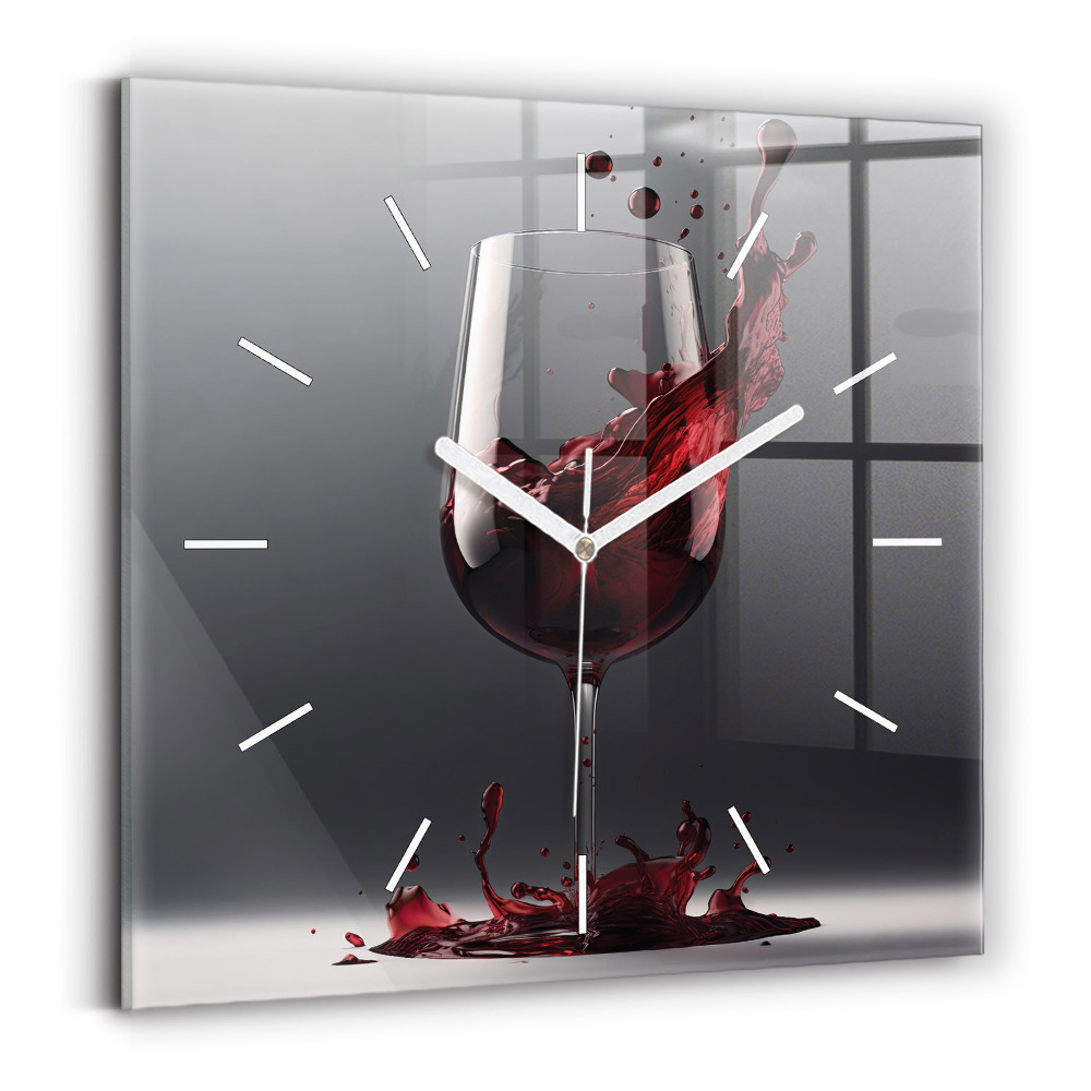 Zegar szklany 30x30 Kieliszek czerwonego wina 