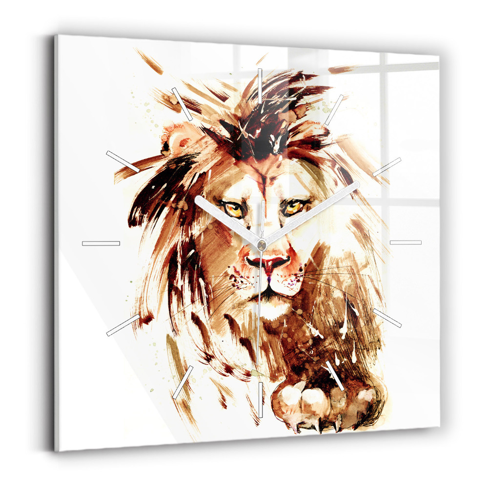 Zegar szklany 30x30 Rysunek brązowego lwa 