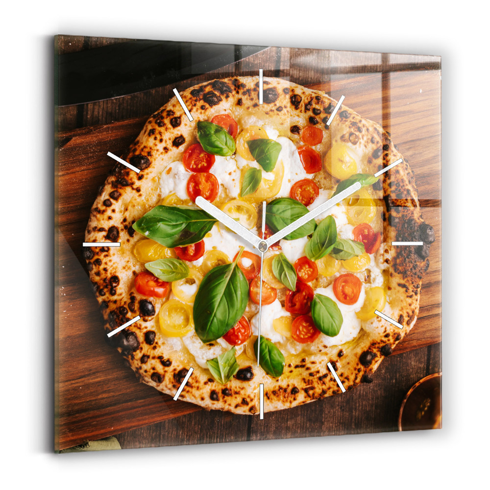 Zegar szklany 30x30 Tradycyjna włoska pizza 