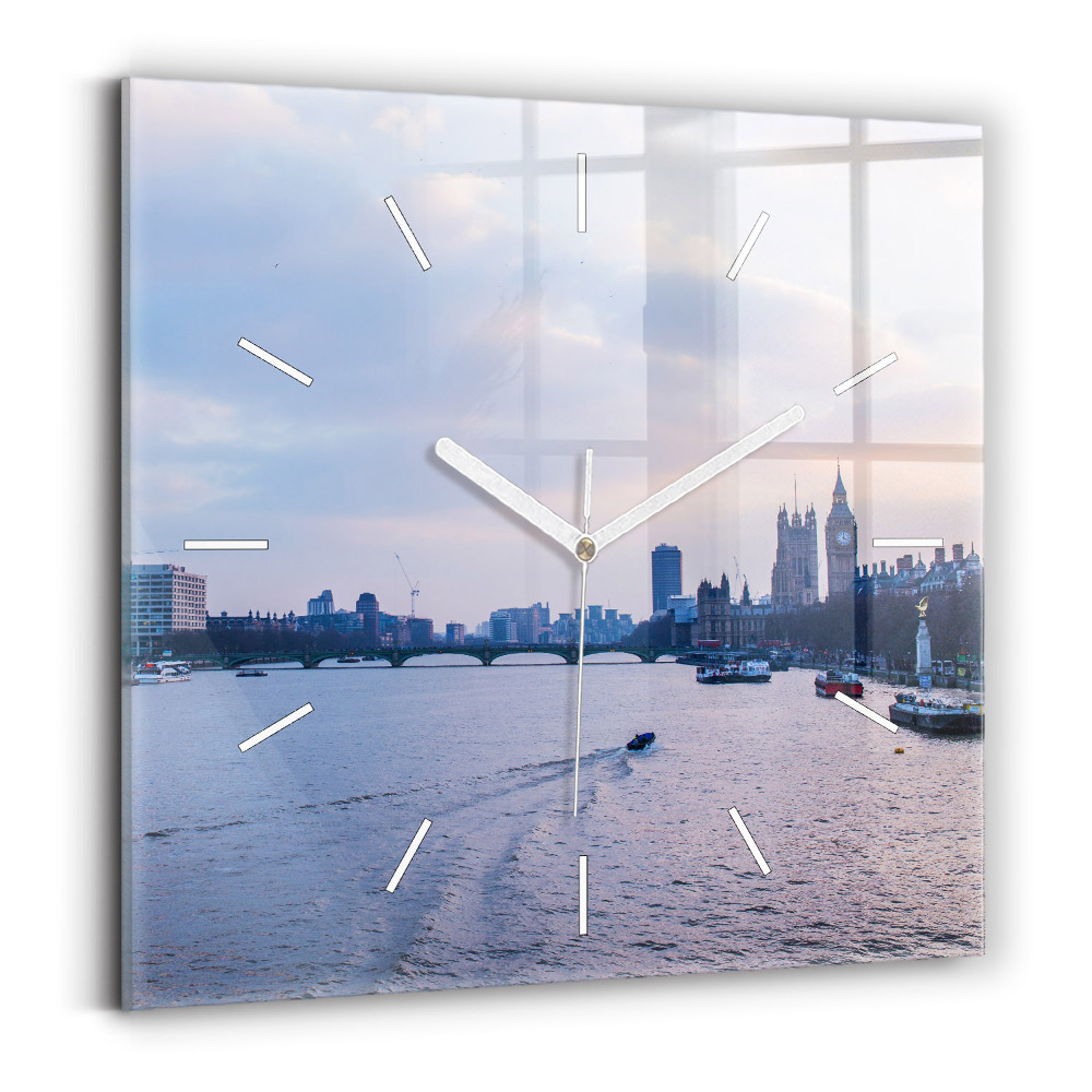 Zegar szklany 30x30 Panorama miasta z London Eye 