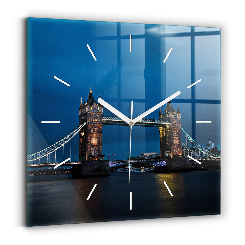 Zegar szklany 30x30 Tower Bridge w Londynie nocą 