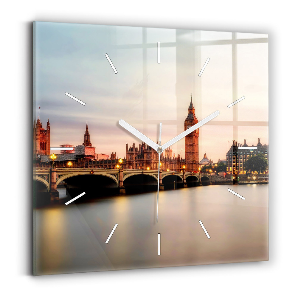 Zegar szklany 30x30 Big Ben i panorama Londynu 