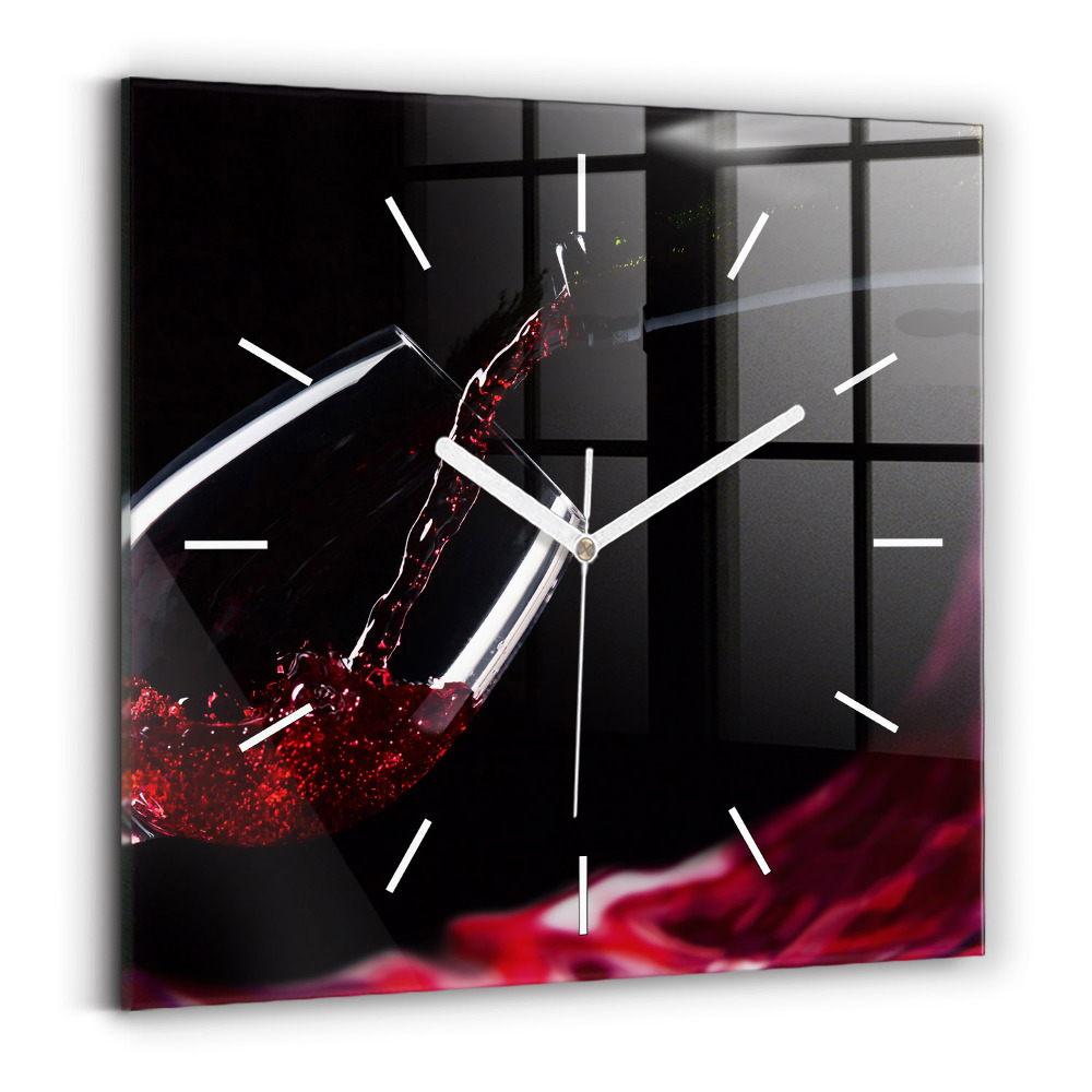 Zegar szklany 30x30 Kieliszek czerwonego wina 
