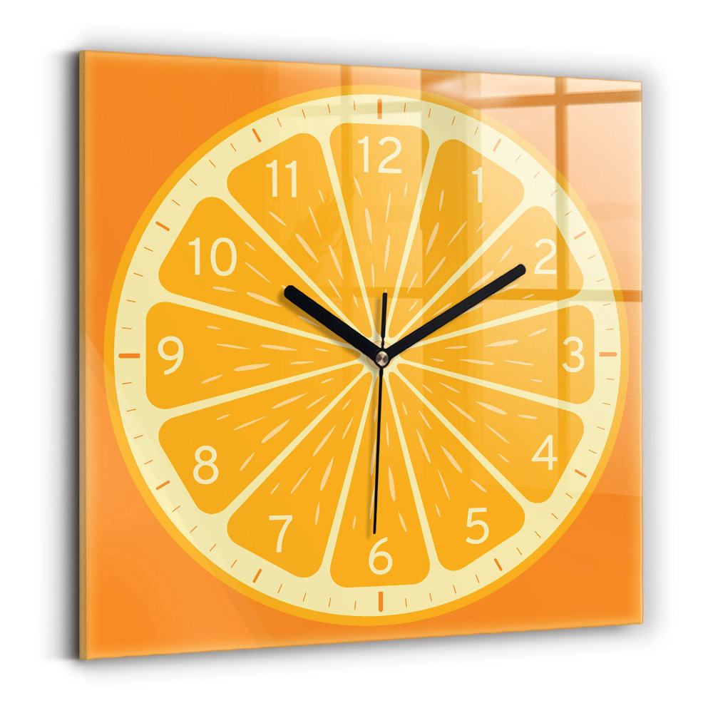 Zegar szklany 30x30 Dojrzała pomarańcza 