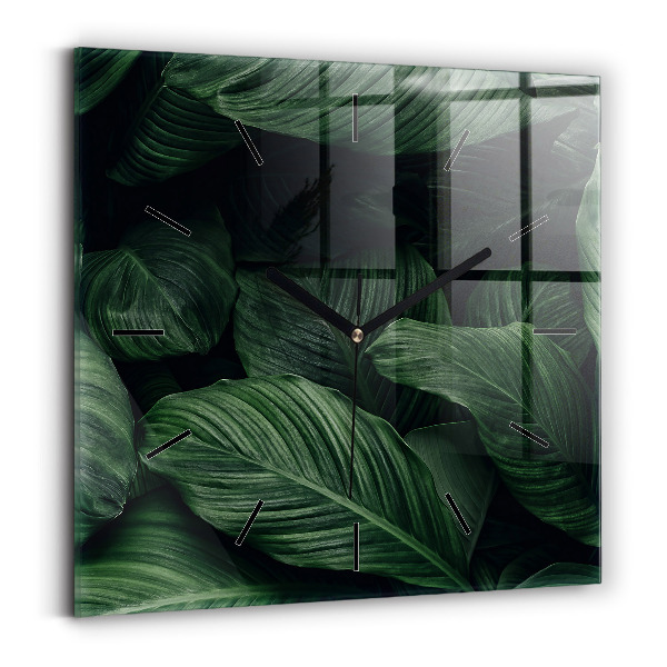 Zegar szklany 30x30 Monstera tropikalna 