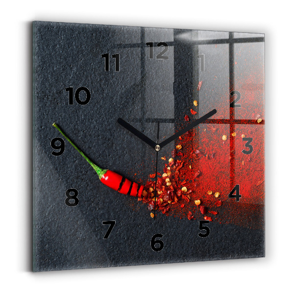 Zegar szklany 30x30 Czerwona papryka 