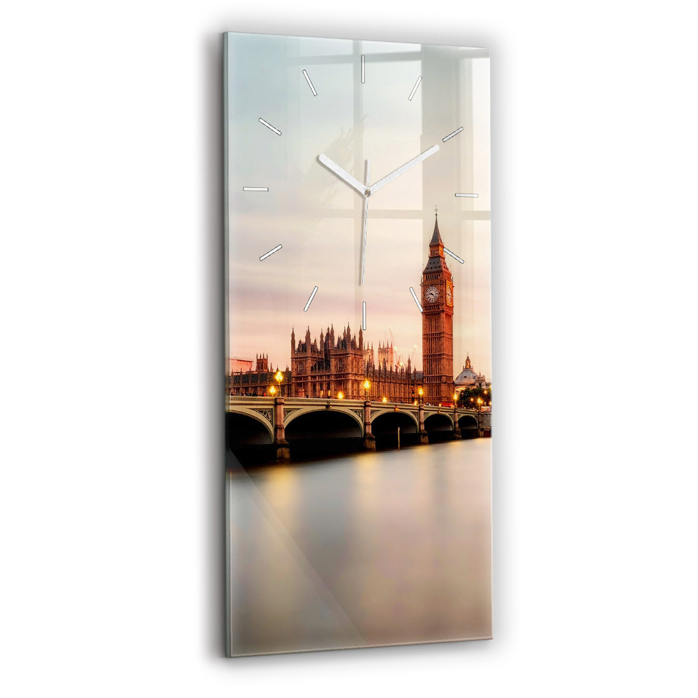 Zegar szklany 30x60 Panorama Londynu z Big Benem 