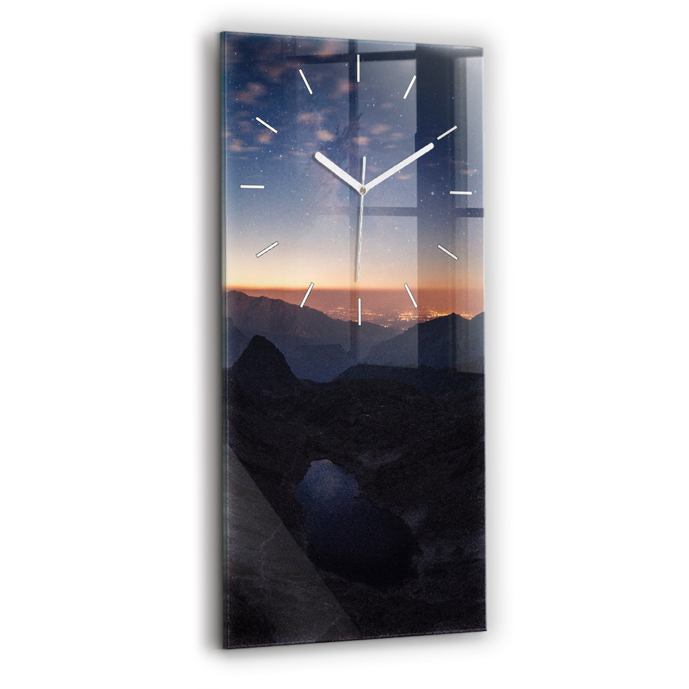 Zegar szklany 30x60 Górski krajobraz o zachodzie słońca 
