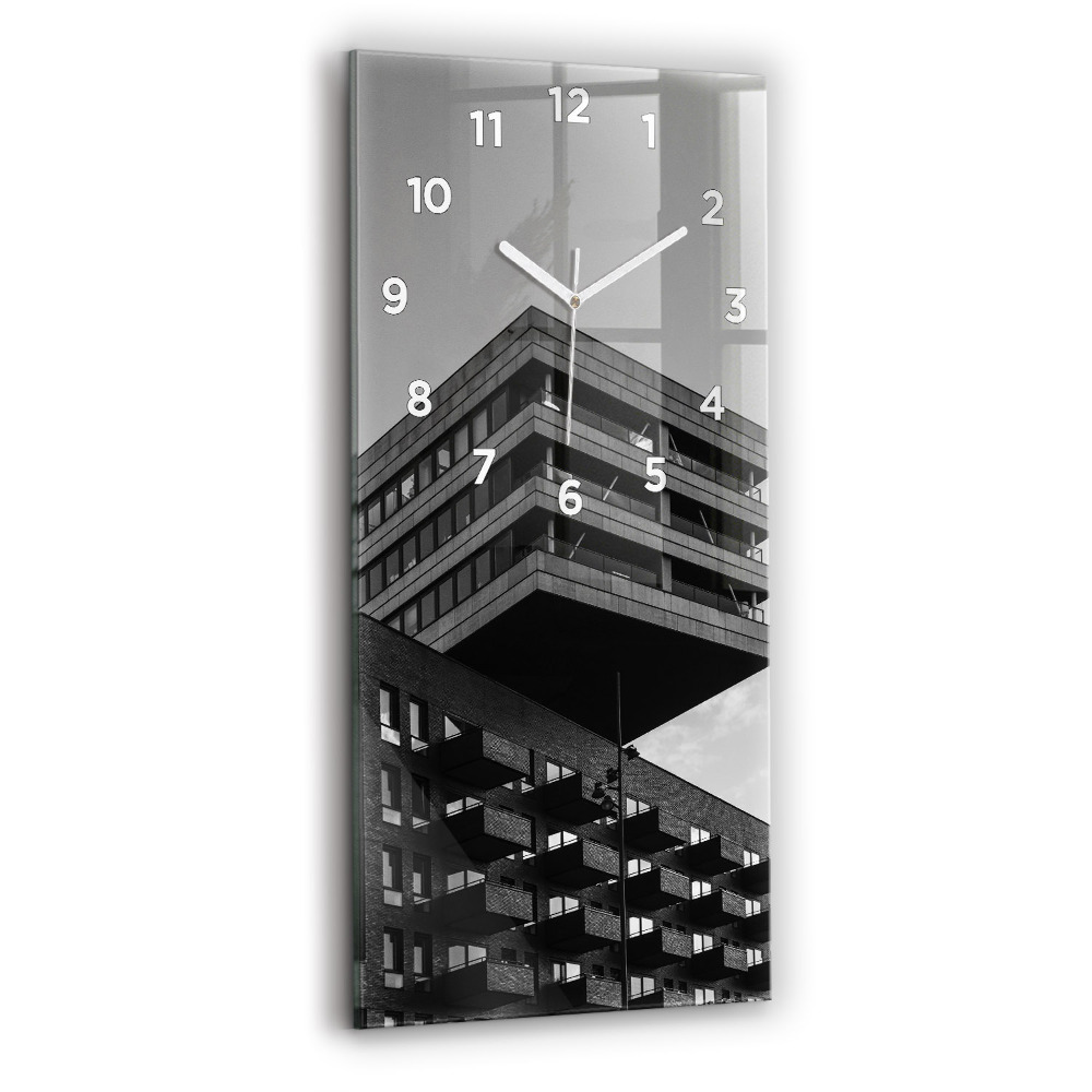 Zegar szklany 30x60 Amsterdamskie kamienice 