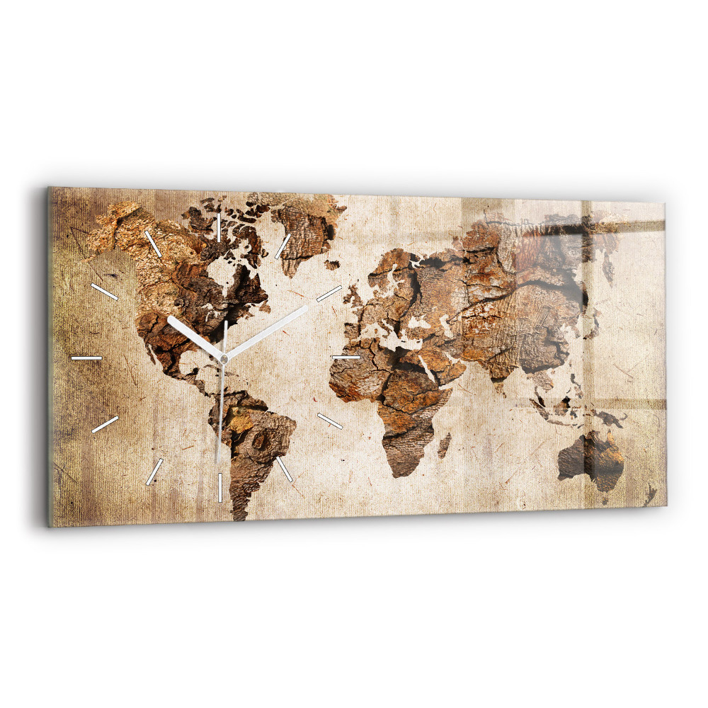 Zegar szklany 60x30 Stara mapa świata 