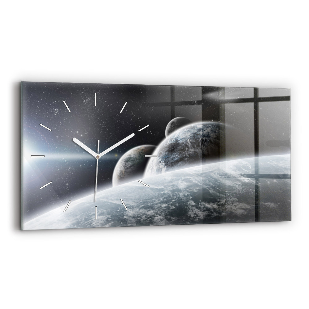 Zegar szklany 60x30 Kosmos i planety 