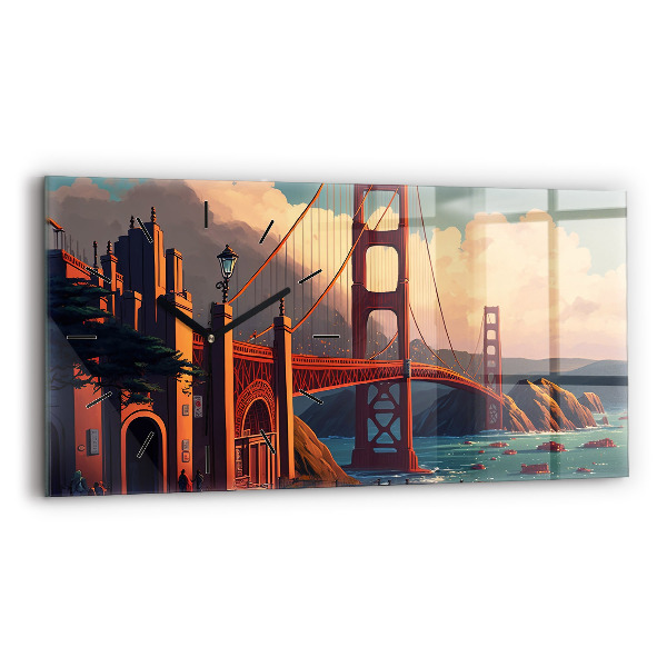 Zegar szklany 60x30 Most Golden Gate 