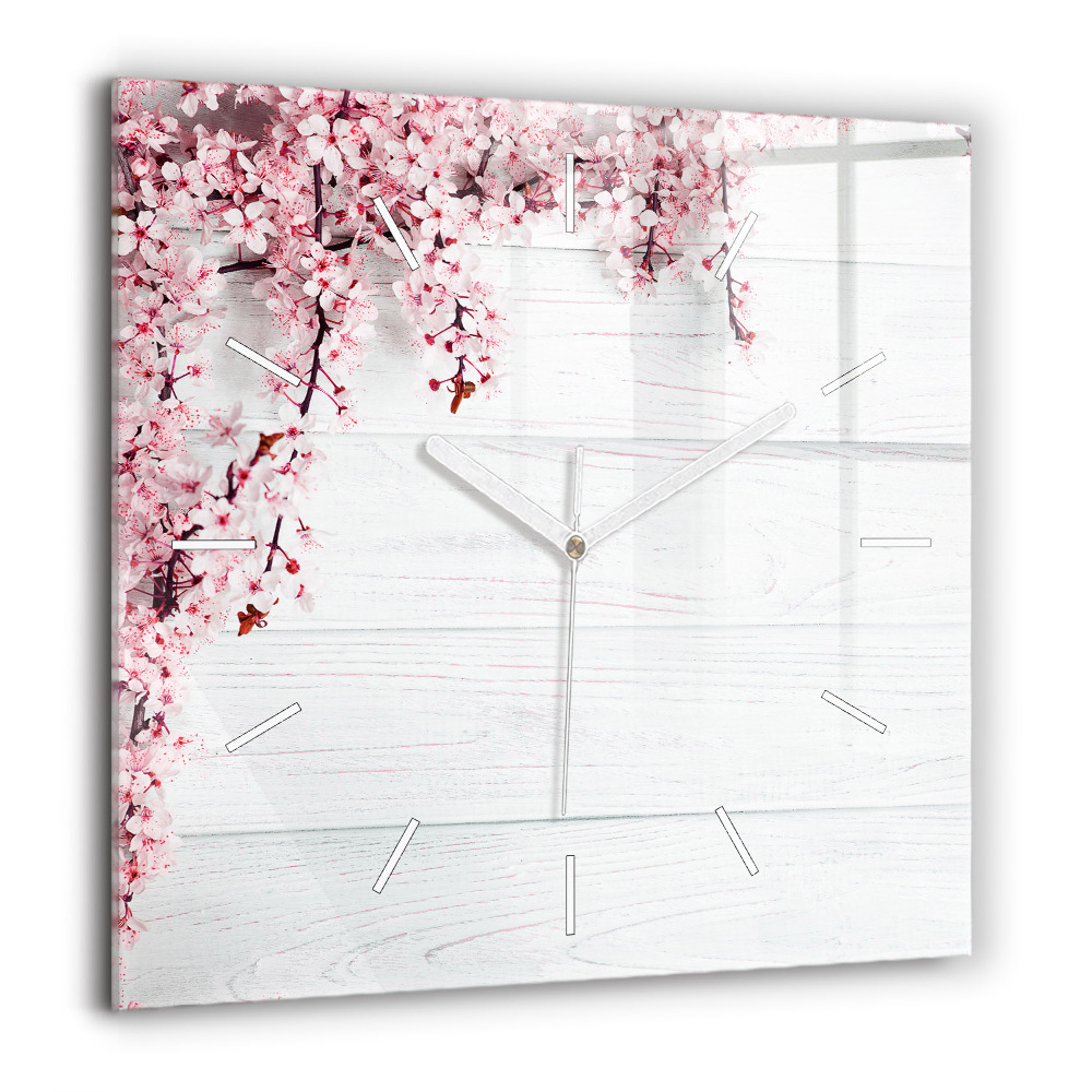 Zegar szklany 60x60 Kwiaty kwitnące wiosną 