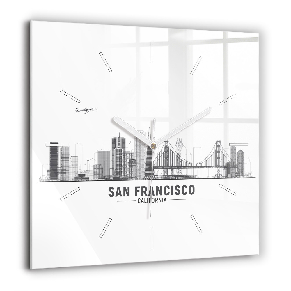 Zegar szklany 60x60 Panorama San Francisco z Twin Peaks 