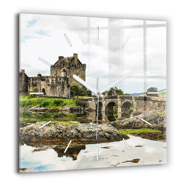 Zegar szklany 60x60 Zamek Eilean Donan 