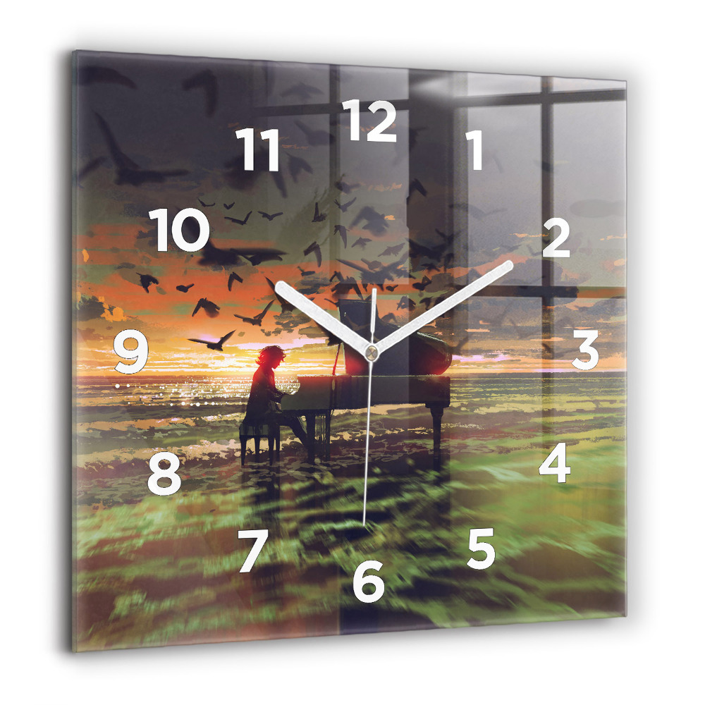 Zegar szklany 60x60 Występ muzyczny na plaży 