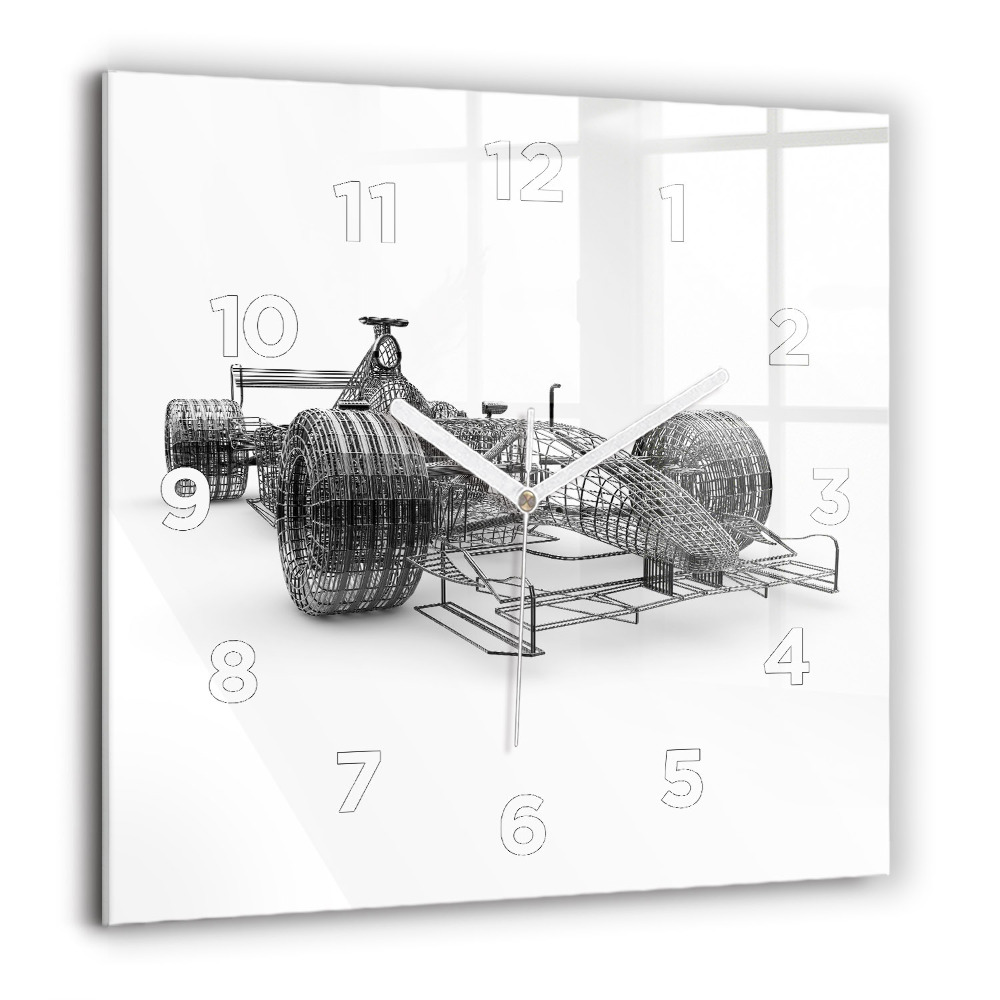 Zegar szklany 60x60 Skomplikowana konstrukcja bolidu Formuły 1 