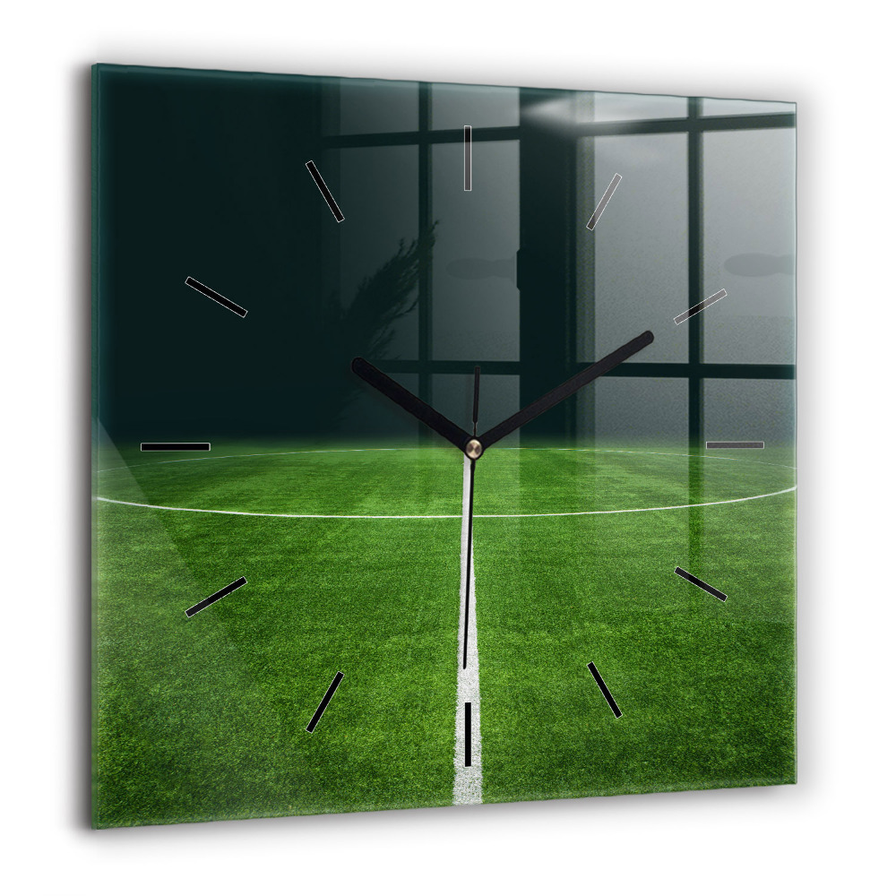 Zegar szklany 60x60 Stadion piłkarski 