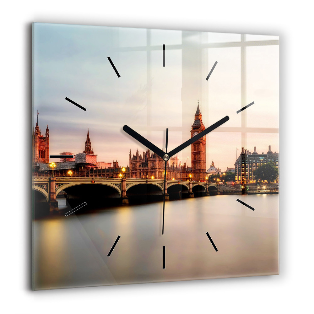 Zegar szklany 60x60 Big Ben i panorama Londynu 