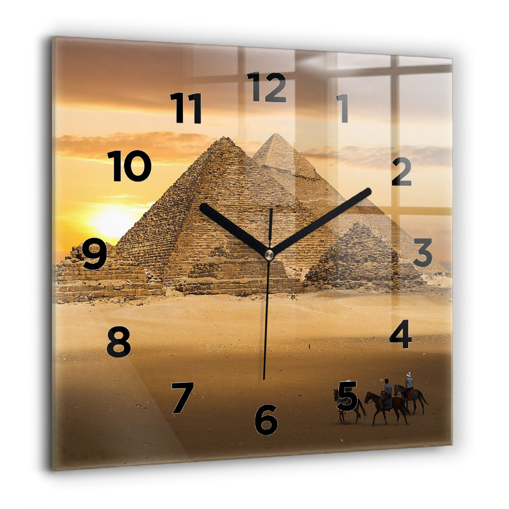 Zegar szklany 60x60 Piramidy i zachód słońca 