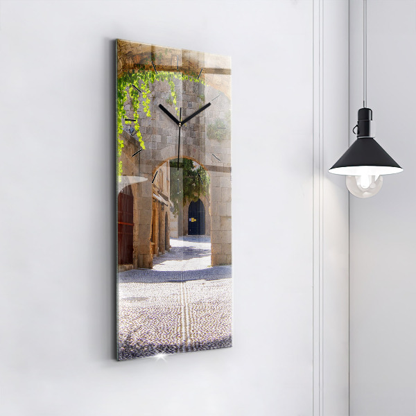 Zegar szklany pionowy Malownicza ulica Rodos