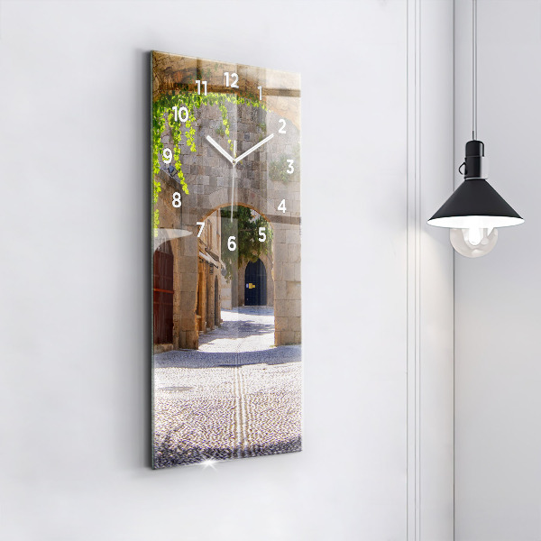 Zegar szklany pionowy Malownicza ulica Rodos