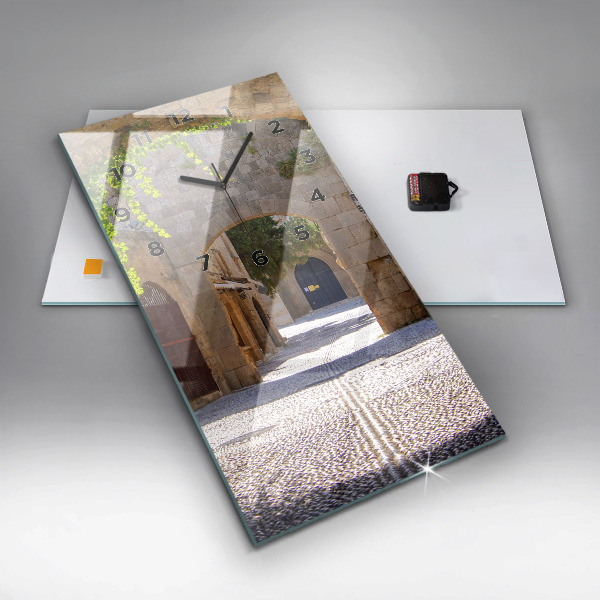 Zegar szklany pionowy Malownicza ulica Rodos