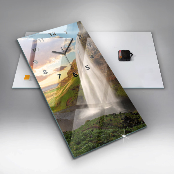 Zegar szklany pionowy Wodospad na Islandii