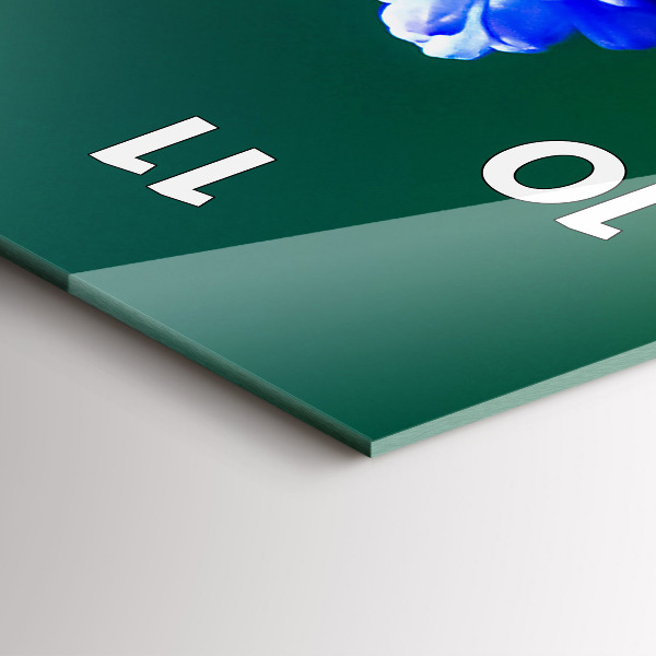 Zegar szklany pionowy Niebieskie kwiaty