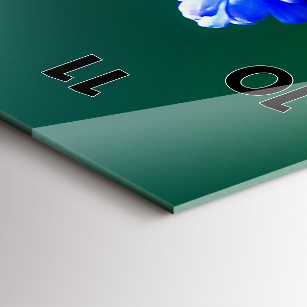 Zegar szklany pionowy Niebieskie kwiaty