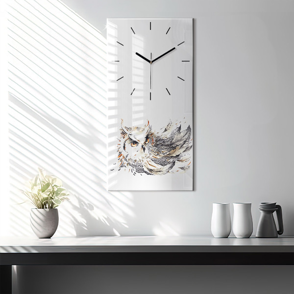 Zegar szklany pionowy Sowa symbol mądrości