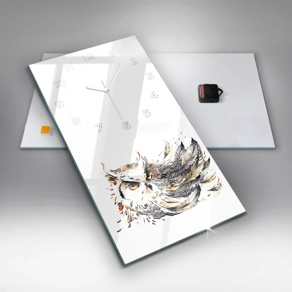 Zegar szklany pionowy Sowa symbol mądrości