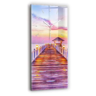 Zegar szklany pionowy Most w porcie wieczorem