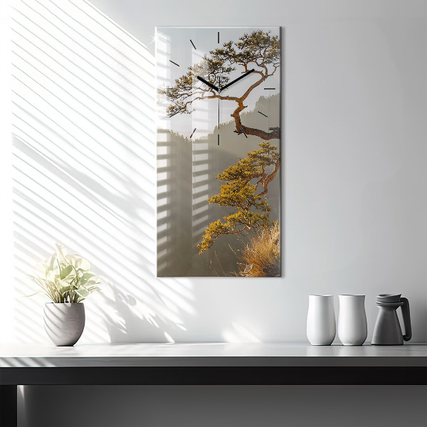 Zegar szklany pionowy Drzewo w górach