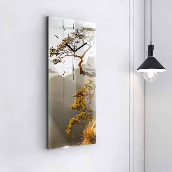 Zegar szklany pionowy Drzewo w górach