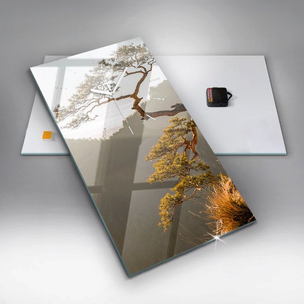 Zegar szklany pionowy Drzewo w górach