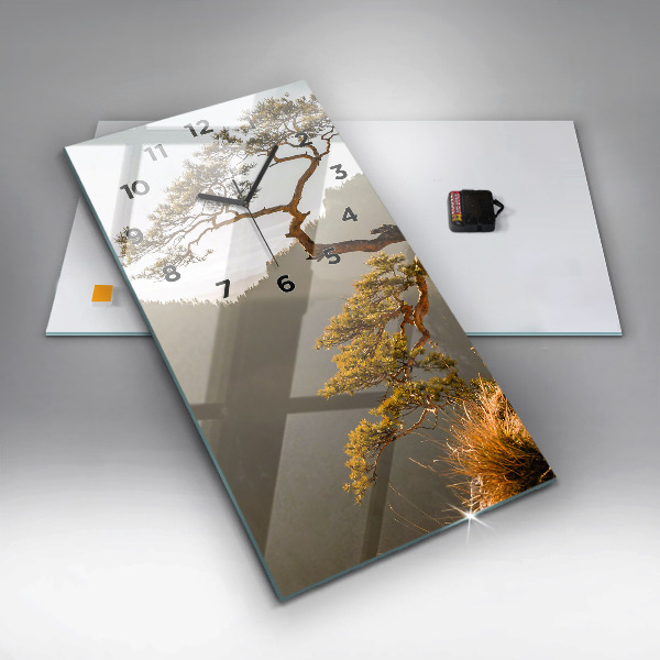 Zegar szklany pionowy Drzewo w górach