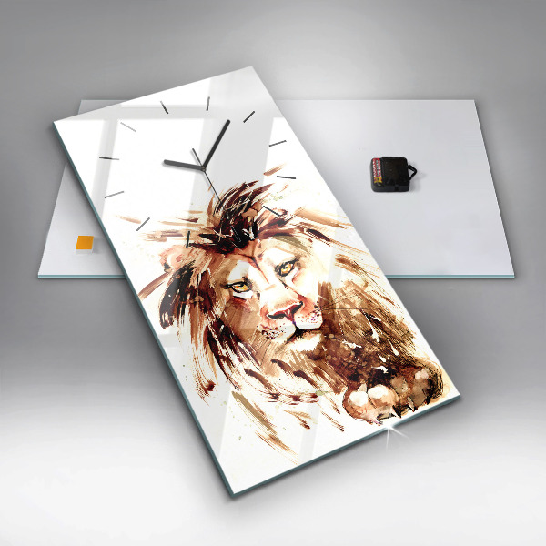 Zegar szklany pionowy Ilustracja brązowy lew