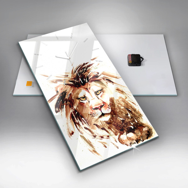 Zegar szklany pionowy Ilustracja brązowy lew